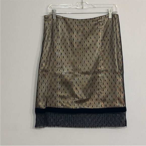 Tracy Reese | Black Taffetta Lace Mesh Skirt 8 - Picture 2 of 16